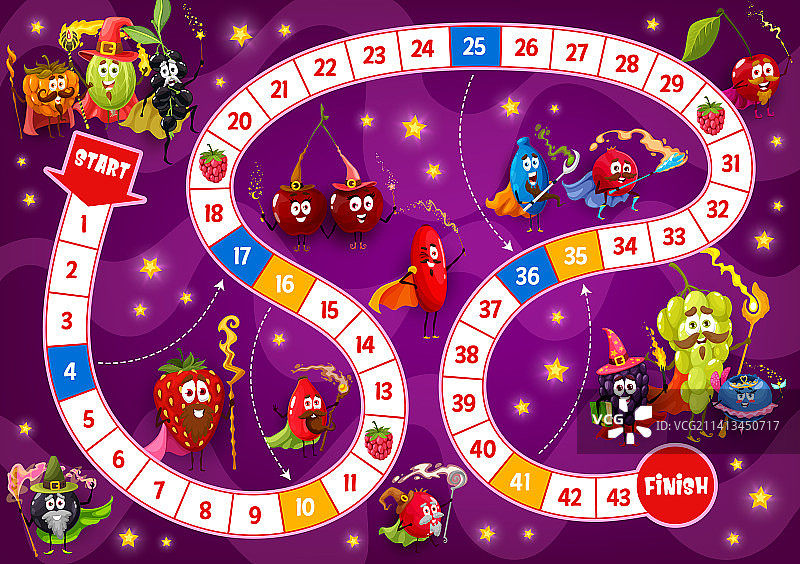 儿童棋盘游戏卡通浆果巫师或法师图片素材