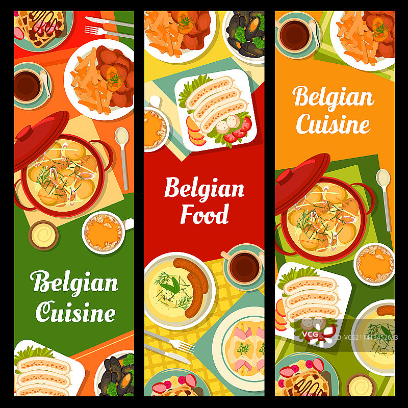 比利时美食横幅：食物、菜肴、午餐图片素材