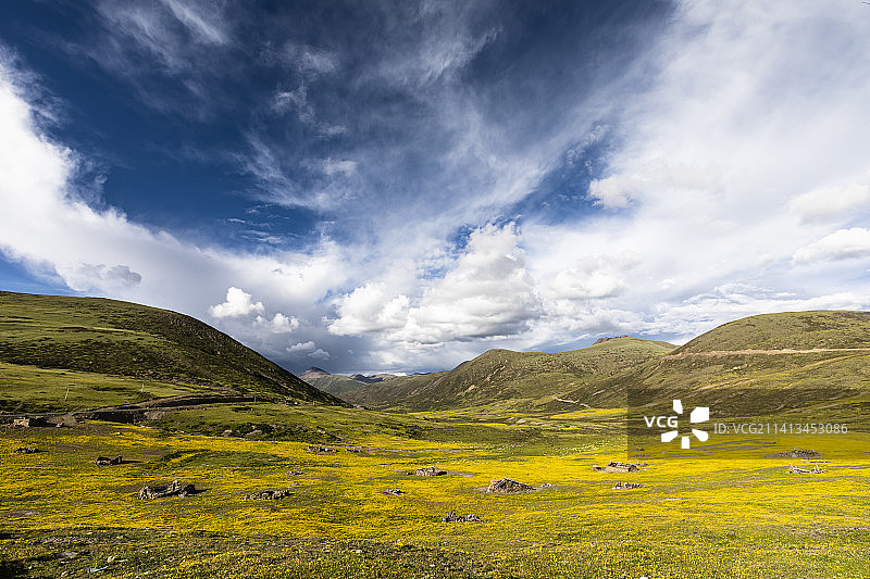 川西高原上的公路图片素材