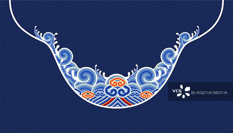 中国皇家服饰图案海水江崖波浪纹如意纹图片素材