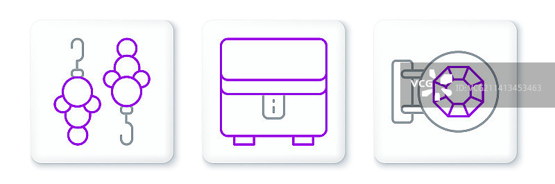 珠宝店、耳环和盒子图标图片素材