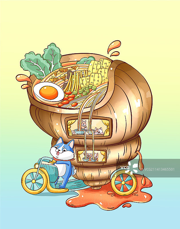 螺蛳粉创意插画图片素材