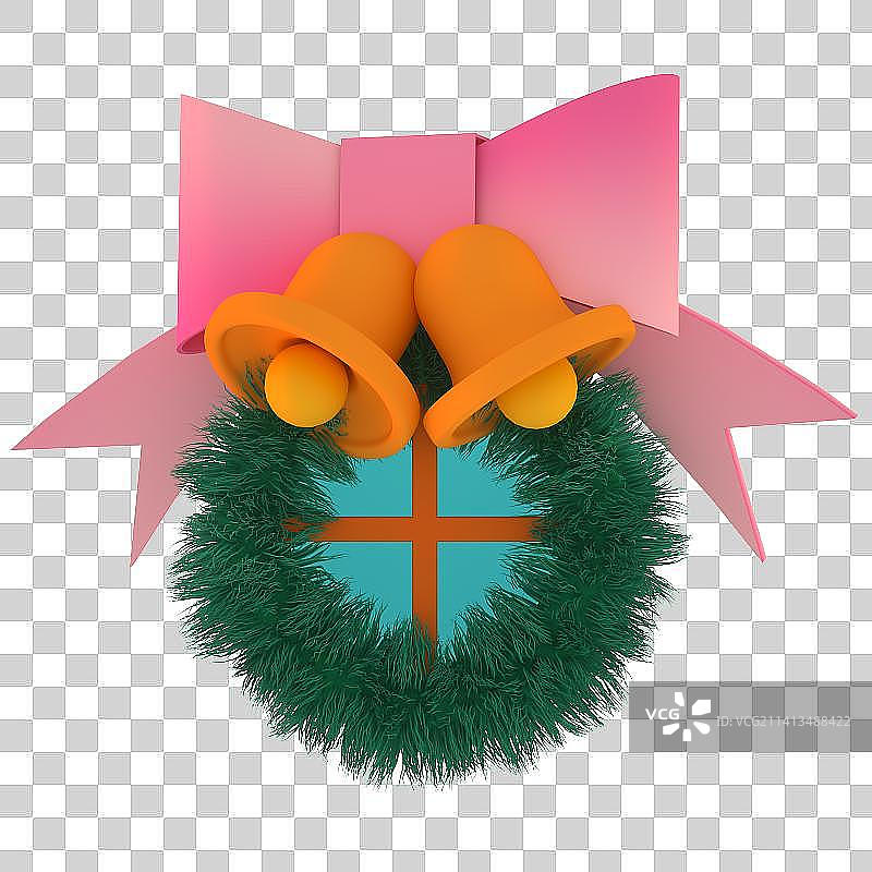 圣诞铃铛藤圈花环图片素材