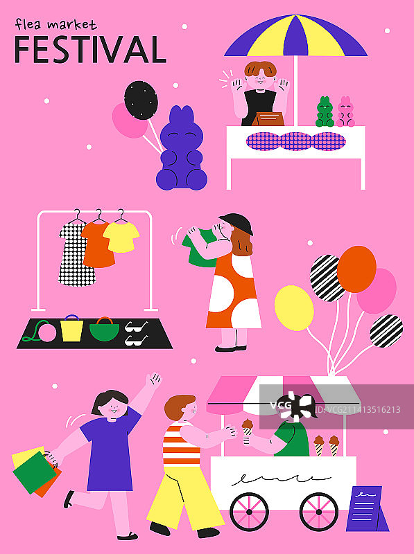 夏季跳蚤市场的人们图片素材