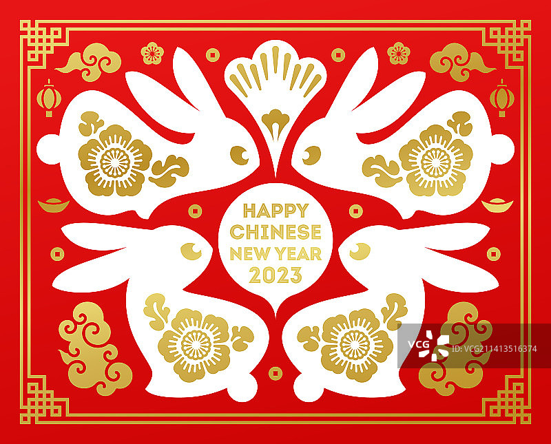 中国农历新年兔子贺卡图片素材