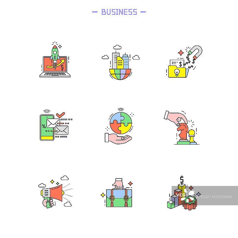 图标线条商务公文包企业喇叭图片素材