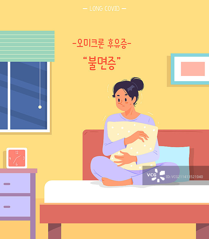 新冠后遗症、新冠病毒、COVID-19、后遗症、奥密克戎、失眠、床、黑眼圈图片素材