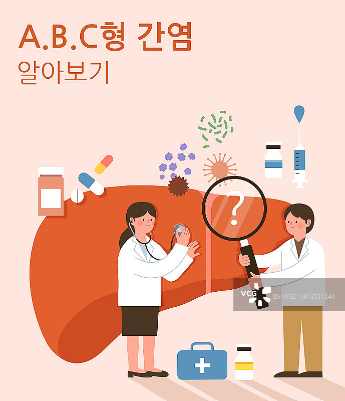 肝脏、肝炎、肝炎病毒、健康护理、疾病预防、医生、疫苗接种、听诊器、放大镜、好奇心、病毒、药丸图片素材