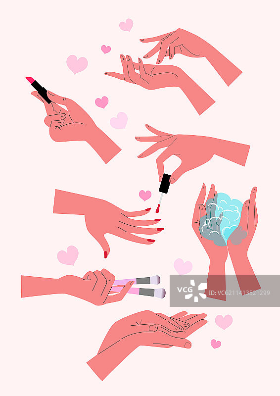 手部、手势、动作、美妆、美甲、口红、化妆刷、洗手图片素材