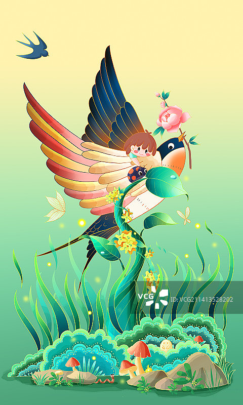 春天节气国风插画图片素材