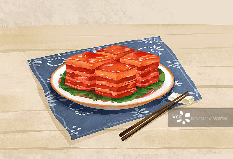 苏州酱汁肉插画图片素材