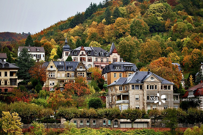 秋雨中的海德堡图片素材