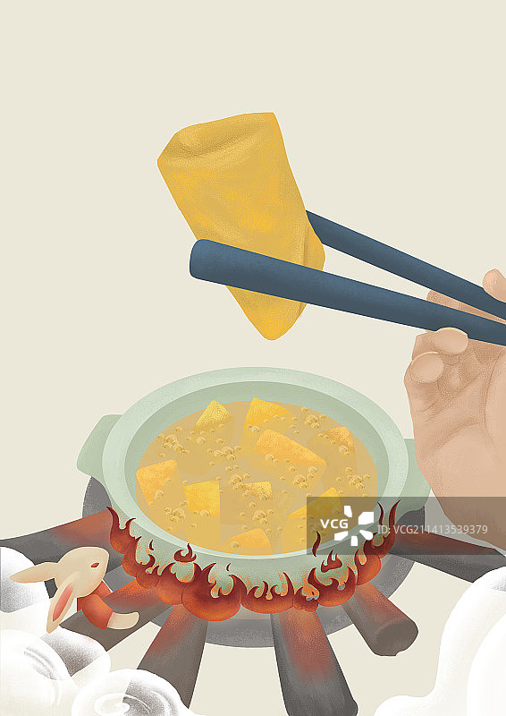 民俗手拿筷子炸春卷图片素材