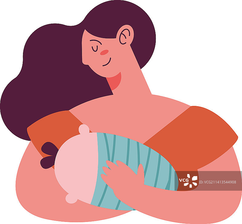 年轻母亲哺乳婴儿图片素材