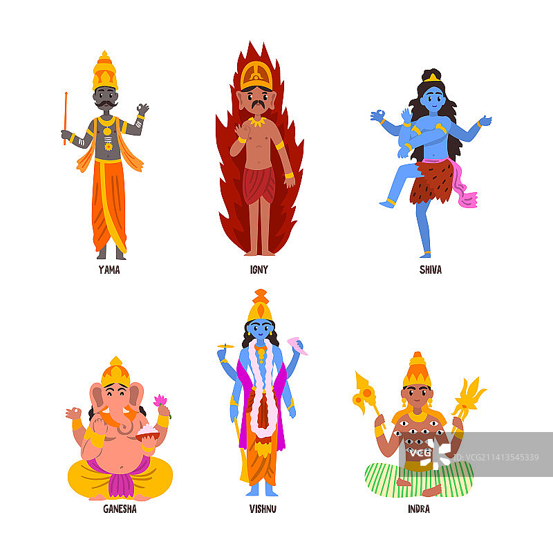 古代印度教印度神灵和阎摩神图片素材