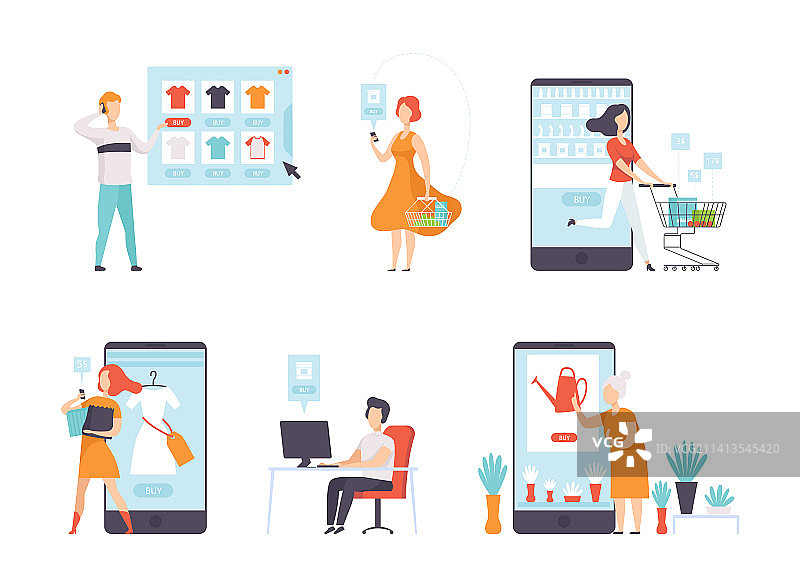 人物角色在线购物图片素材