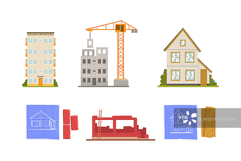 带建筑的房屋建筑工地图片素材