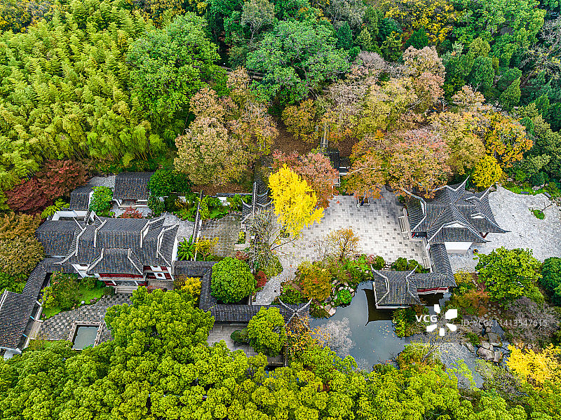 江苏苏州虎丘风景名胜区秋季航拍图片素材
