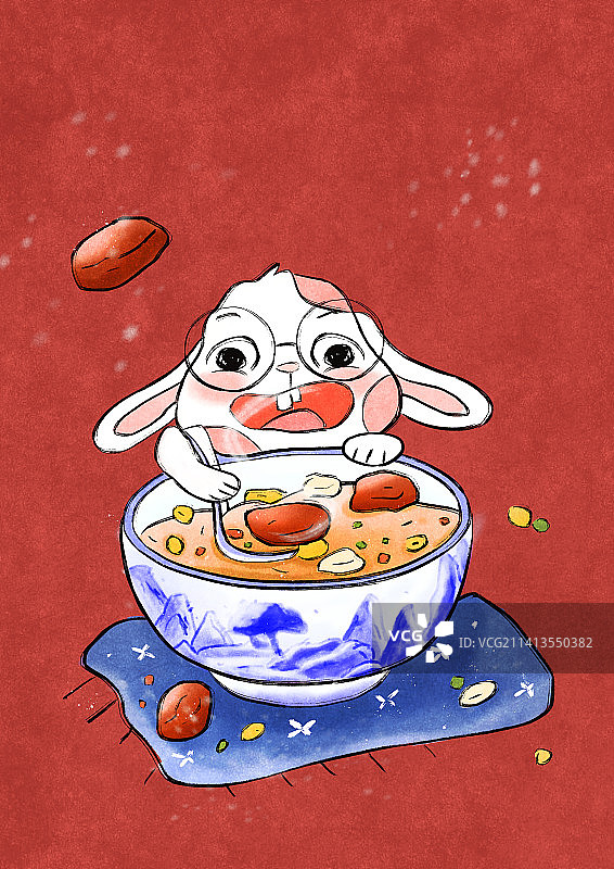 年俗插画腊八节腊八粥图片素材