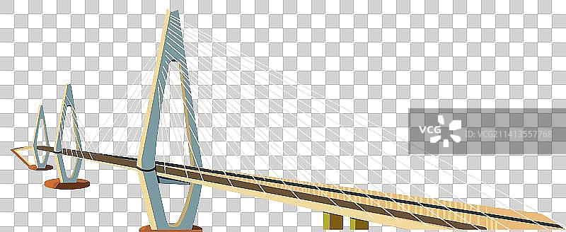大桥建筑扁平免扣插画元素图片素材