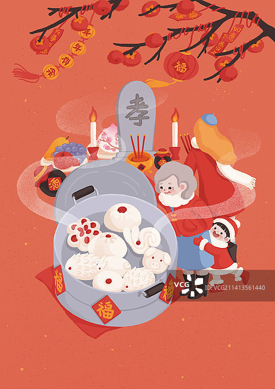 年俗腊月二十九蒸馒头图片素材