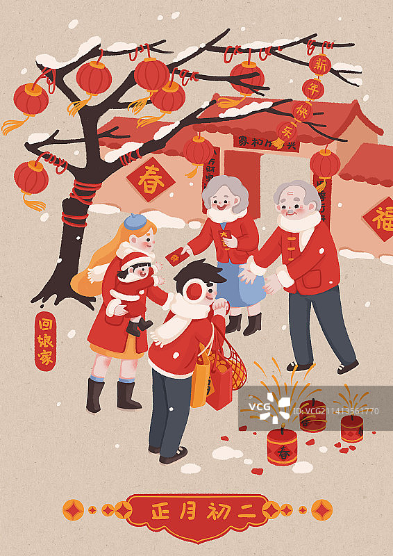 年俗正月初二回娘家图片素材