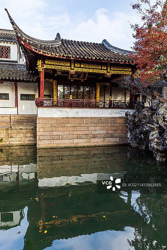 江苏苏州园林狮子林秋季风光图片素材