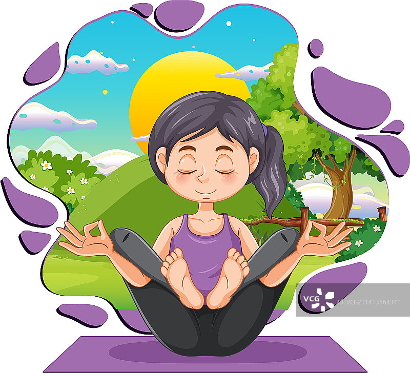 女人在公园做瑜伽图片素材