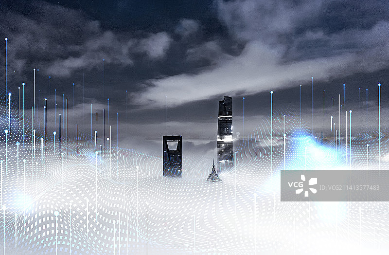 上海城市建筑风光 大数据概念图片素材