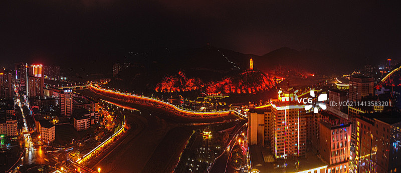 延安 宝塔区 延河 延河路 灯光秀 东关大街 宝塔山 清凉山 万达广场 革命纪念馆 王家坪图片素材