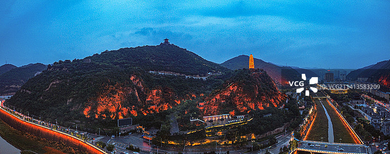 延安 宝塔区 延河 延河路 灯光秀 东关大街 宝塔山 清凉山 万达广场 革命纪念馆 王家坪图片素材