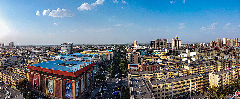 中卫 地标 航拍 沙坡头区 鼓楼 鼓楼南街 朝阳百货 红太阳广场 五馆一中心图片素材