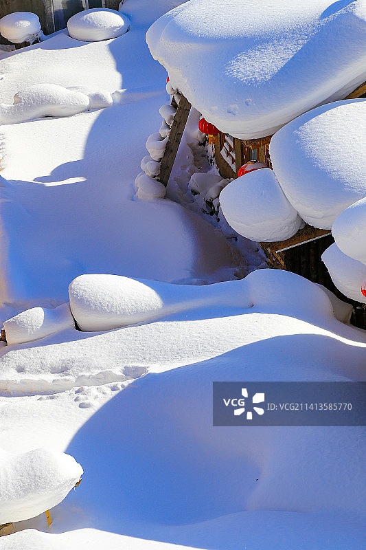 东北雪乡雪谷美丽雪景图片素材