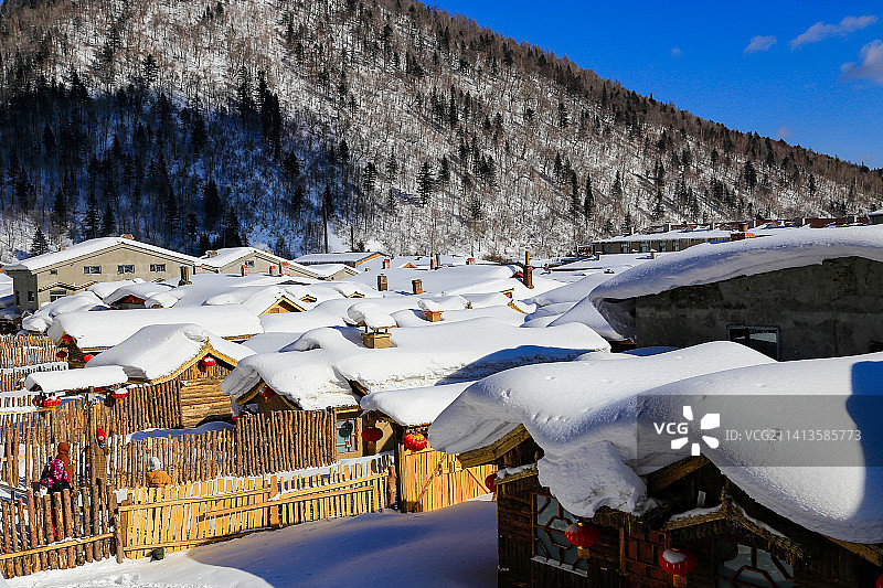 东北雪乡雪谷美丽雪景图片素材