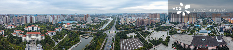 驻马店市 地标 航拍 驿城区 解放大道 乐山大道 乐山商场 新华大厦 体育中心图片素材