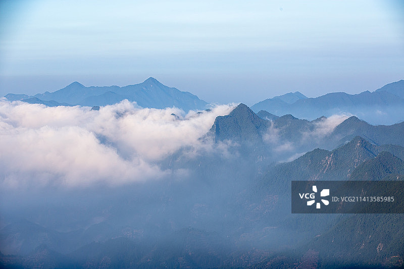 杭州临安太子尖晨昏风光图片素材