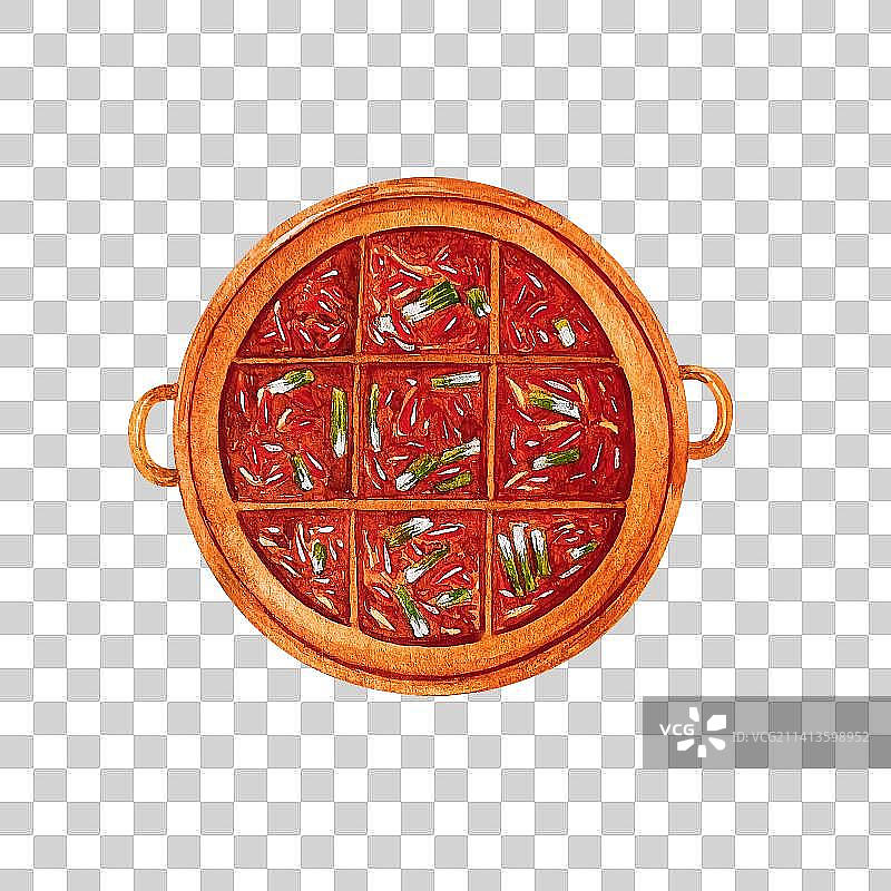 新年除夕麻辣九宫格火锅插画元素图片素材