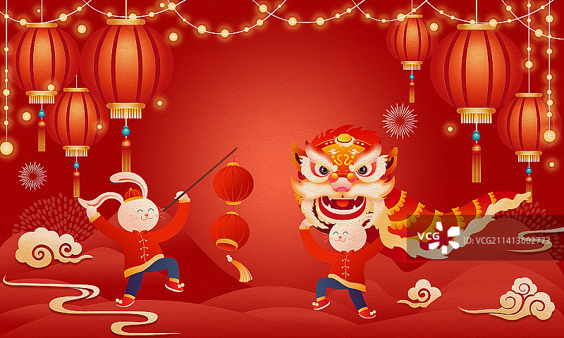 2023年元旦跨年除夕元宵节插画图片素材