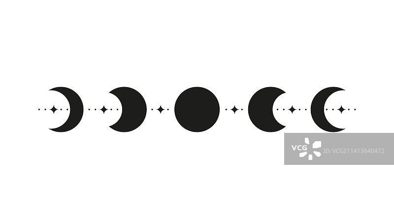 手绘黑色星月天体图片素材
