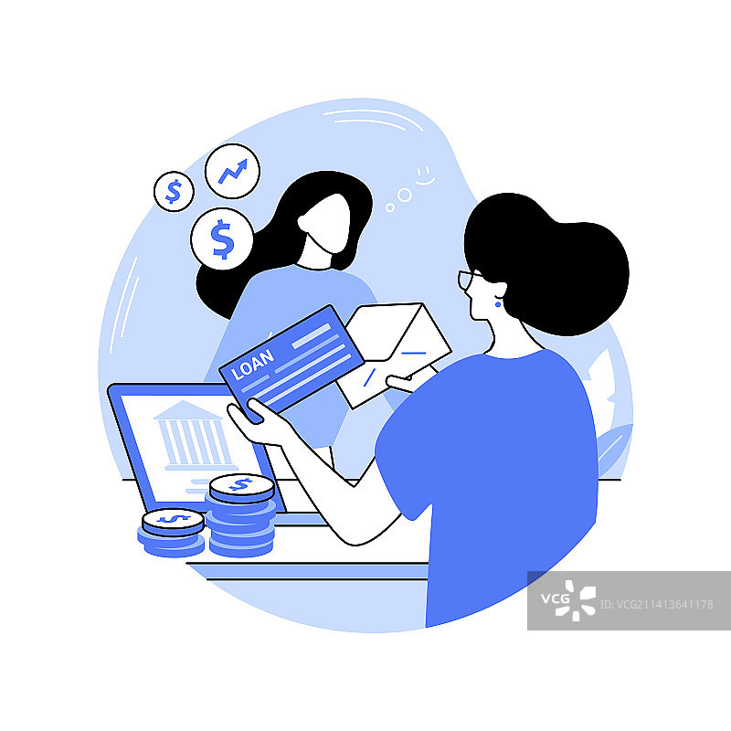 小型企业贷款卡通插画图片素材