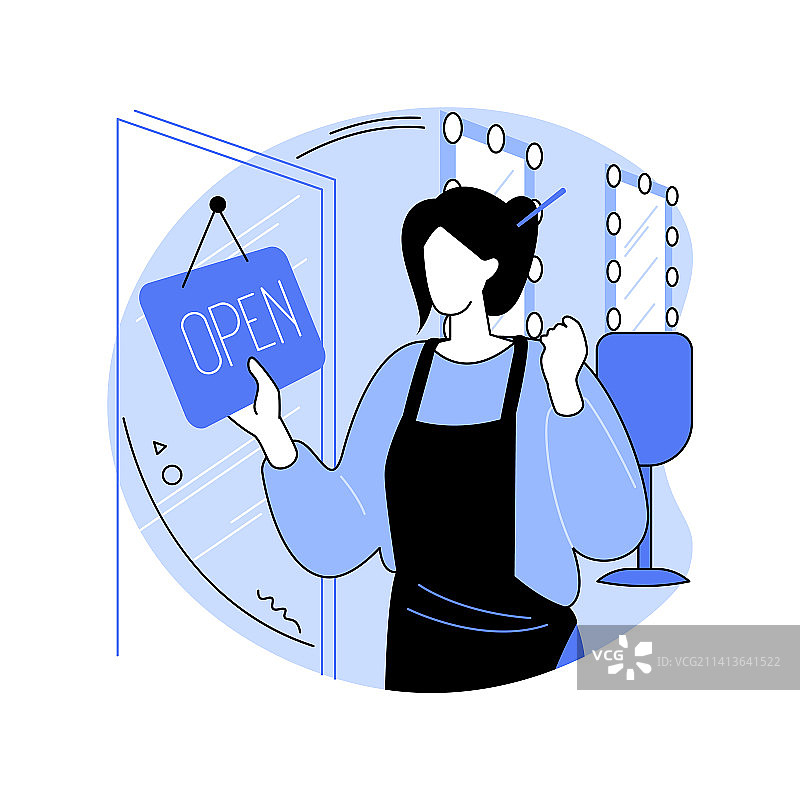 卡通风格的美容院开业场景图片素材