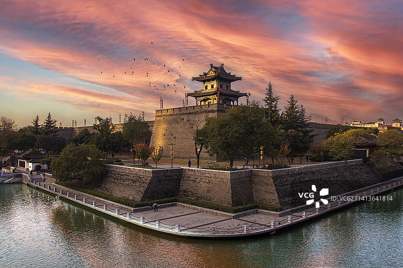 西安城墙角楼图片素材