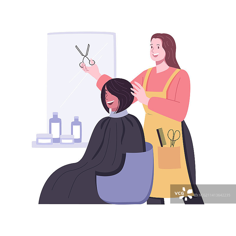 卡通美发沙龙剪发图片素材
