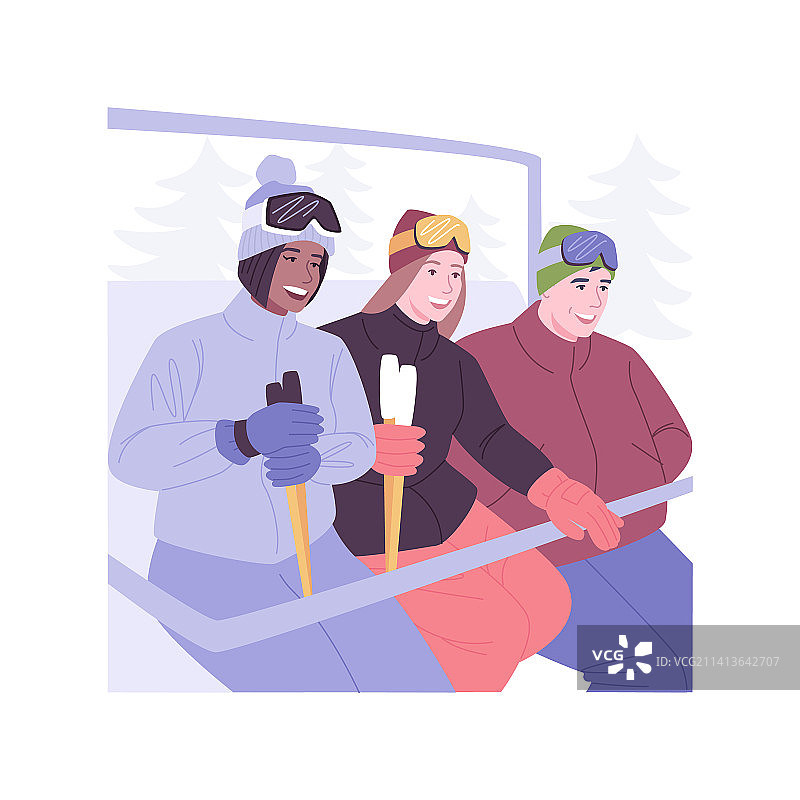 卡通滑雪缆车图片素材