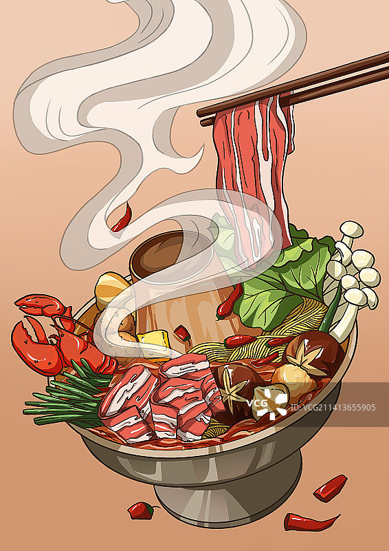 国潮美食插画——火锅图片素材