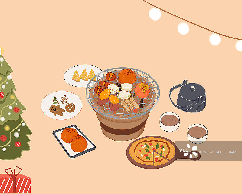 圣诞围炉煮茶图片素材