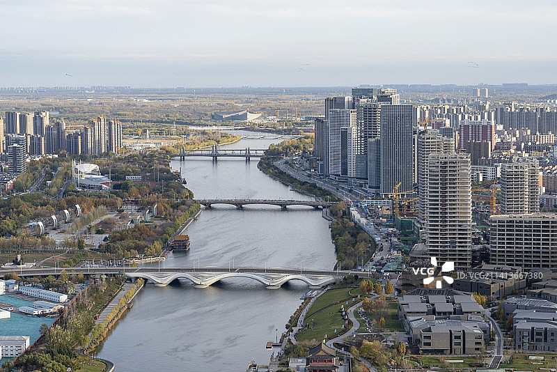北京通州城市副中心运河桥梁白天城市风光图片素材