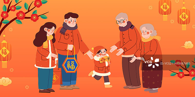 新年春节拜年回娘家大团圆回娘家图片素材