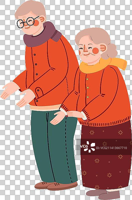 可爱卡通喜庆爷爷奶奶祖父母长辈图片素材