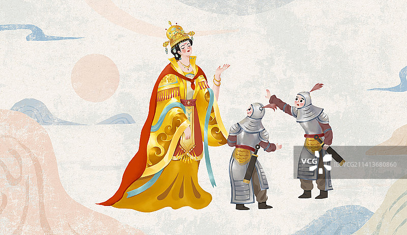 古代公主与士兵图片素材